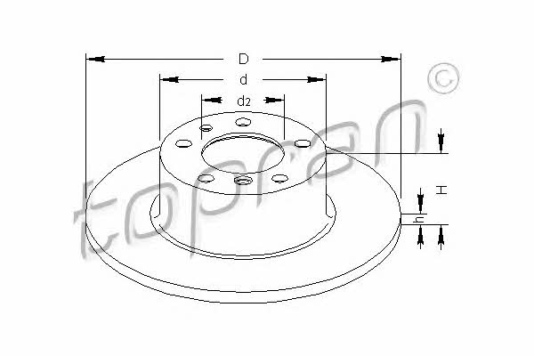 Topran 500 561 Unventilated front brake disc 500561