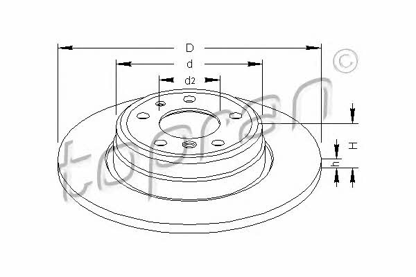Topran 500 566 Rear brake disc, non-ventilated 500566