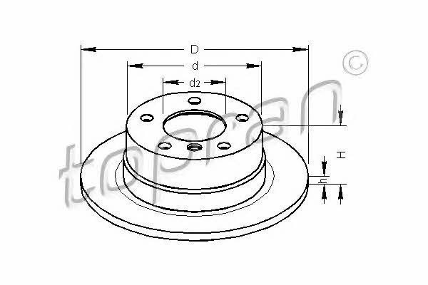 Topran 500 569 Rear brake disc, non-ventilated 500569