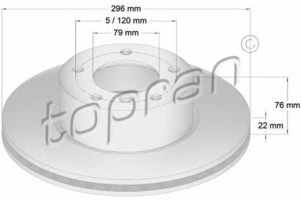 Topran 500 570 Front brake disc ventilated 500570