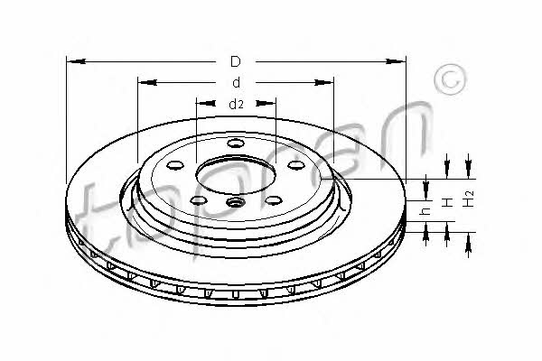 Topran 500 580 Rear ventilated brake disc 500580