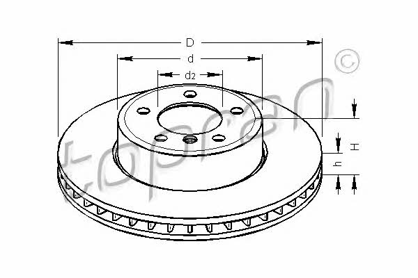 Topran 500 943 Front brake disc ventilated 500943