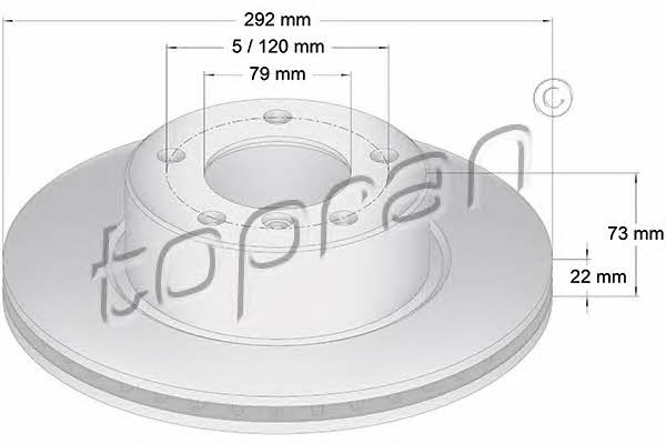 Topran 500 945 Front brake disc ventilated 500945