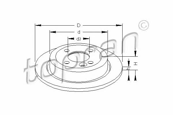 Topran 501 015 Rear brake disc, non-ventilated 501015