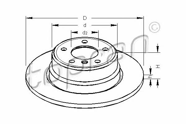 Topran 501 192 Rear brake disc, non-ventilated 501192