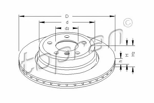 Topran 501 193 Rear ventilated brake disc 501193