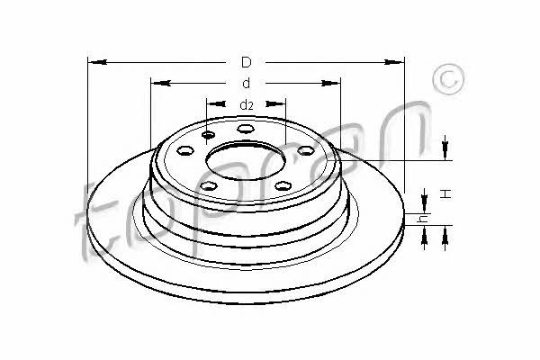 Topran 501 222 Rear brake disc, non-ventilated 501222