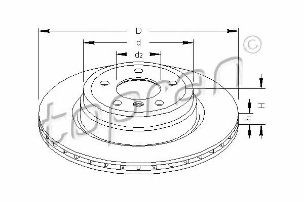 Topran 501 232 Rear ventilated brake disc 501232