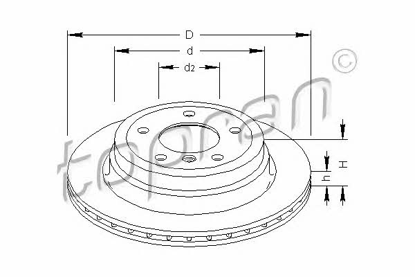 Topran 501 717 Rear ventilated brake disc 501717