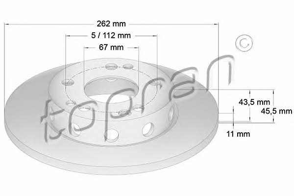 Topran 400 850 Unventilated front brake disc 400850