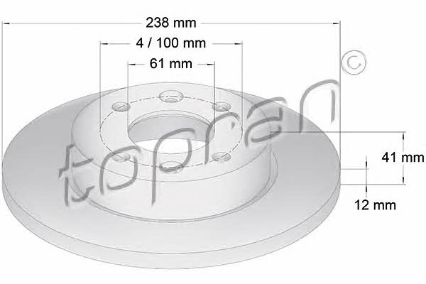 Topran 700 175 Unventilated front brake disc 700175