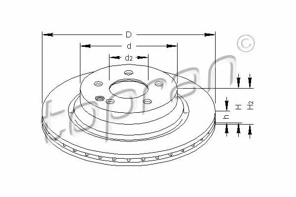 Topran 401 055 Rear ventilated brake disc 401055