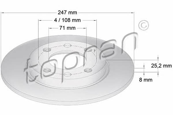 Topran 720 243 Rear brake disc, non-ventilated 720243