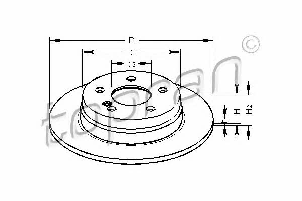 Topran 401 905 Rear brake disc, non-ventilated 401905