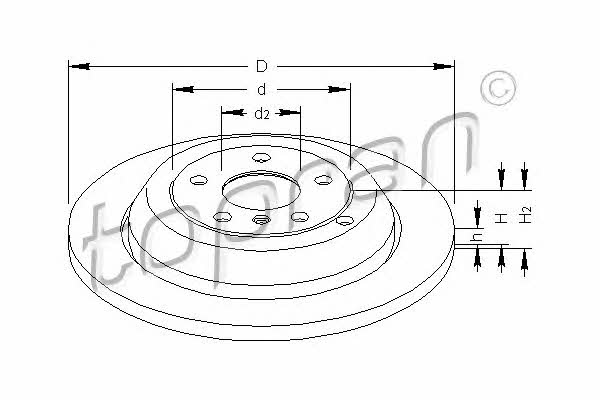 Topran 401 935 Rear brake disc, non-ventilated 401935