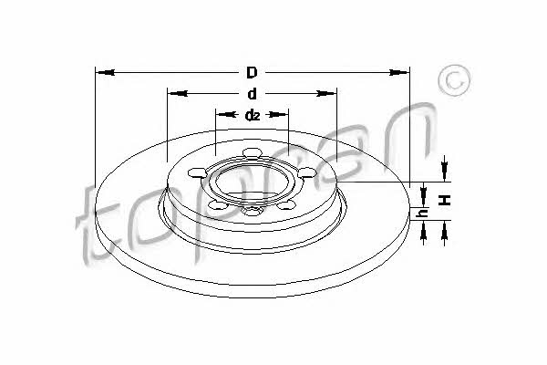 Topran 107 692 Rear brake disc, non-ventilated 107692