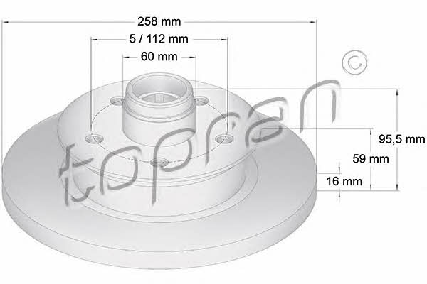 Topran 103 264 Unventilated front brake disc 103264