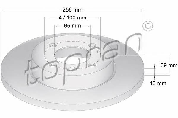 Topran 103 525 Unventilated front brake disc 103525