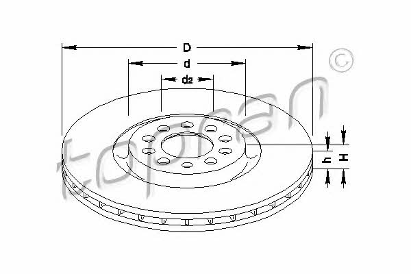 Topran 109 524 Front brake disc ventilated 109524