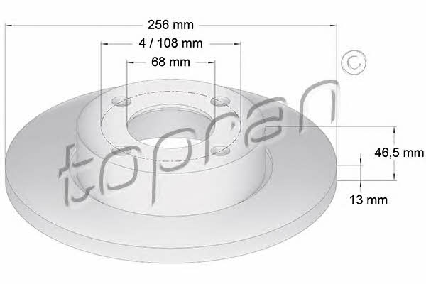 Topran 103 700 Unventilated front brake disc 103700