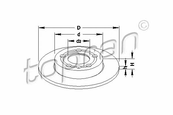 Topran 109 789 Rear brake disc, non-ventilated 109789