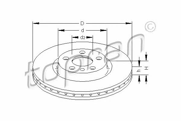 Topran 721 167 Front brake disc ventilated 721167