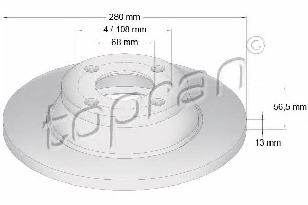 Topran 104 415 Unventilated front brake disc 104415