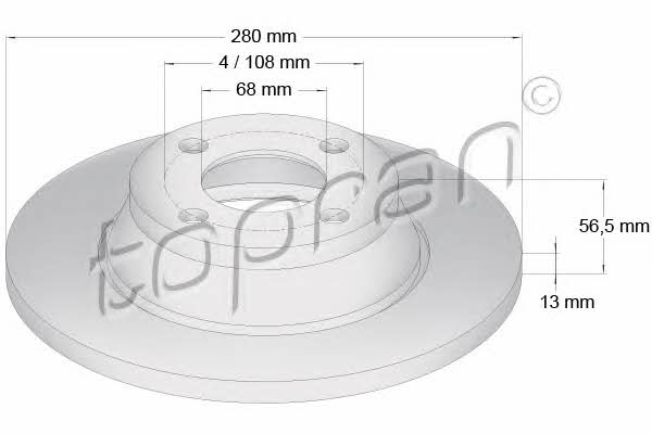 Topran 104 415 Unventilated front brake disc 104415 104415 Topran Unventilated front brake disc