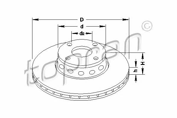 Topran 104 416 Front brake disc ventilated 104416