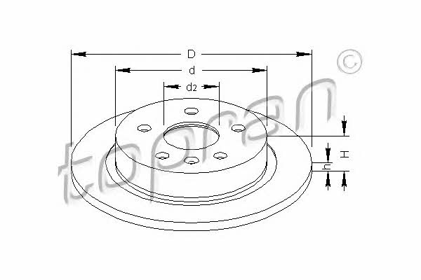 Topran 207 653 Rear brake disc, non-ventilated 207653
