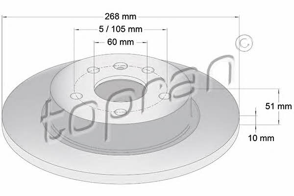 Topran 208 309 Rear brake disc, non-ventilated 208309