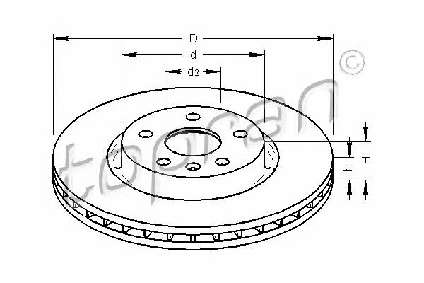 Topran 207 991 Front brake disc ventilated 207991
