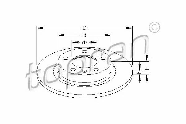 Topran 207 655 Rear brake disc, non-ventilated 207655