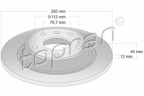 Topran 208 310 Rear brake disc, non-ventilated 208310