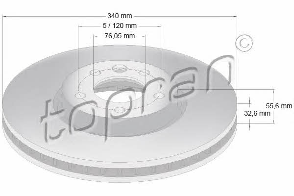 Topran 114 025 Front brake disc ventilated 114025
