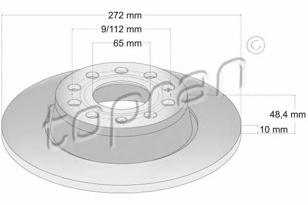 Topran 114 027 Rear brake disc, non-ventilated 114027