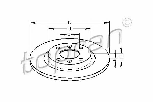 Topran 722 456 Unventilated front brake disc 722456