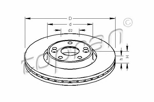 Topran 700 645 Front brake disc ventilated 700645