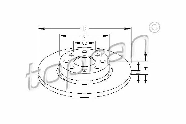 Topran 207 654 Unventilated front brake disc 207654