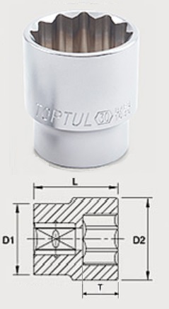 BAEB1618 Toptul 1/2 "12-sided head 18 mm