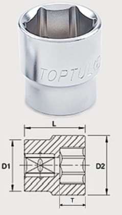 Toptul BAEA1218 3/8 "hexagonal head 18 mm BAEA1218