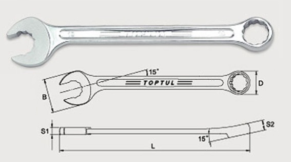 AAEQ1515 Toptul Combination wrench 15 mm