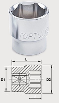 BAEA1215 Toptul 3/8 "hexagonal head 15 mm