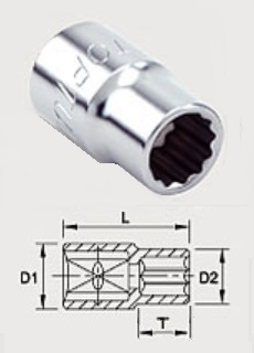 BAEB1208 Toptul 3/8 "12 mm head 8 mm