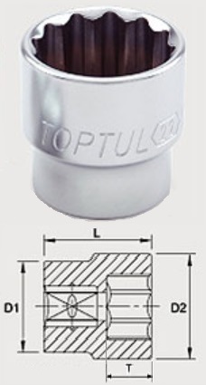 BAEB1221 Toptul 3/8 "12-sided head 21 mm