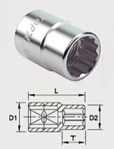 BAEB2422 Toptul 3/4 "12-sided head 22 mm