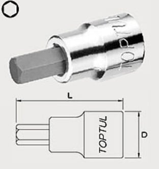 BCDA1204 Toptul 3/8 "Head with 4 mm HEX nozzle