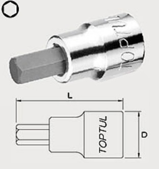 BCDA1608 Toptul 1/2 "Head with HEX nozzle 8 mm