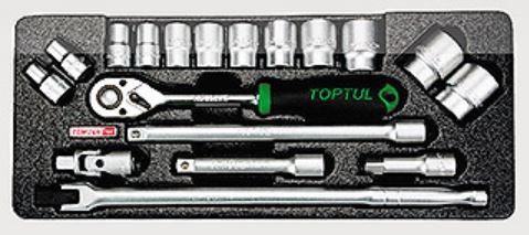 GCAT1801 Toptul The combined tool kit 1/2 "(in a lodgement) of 18 pieces.