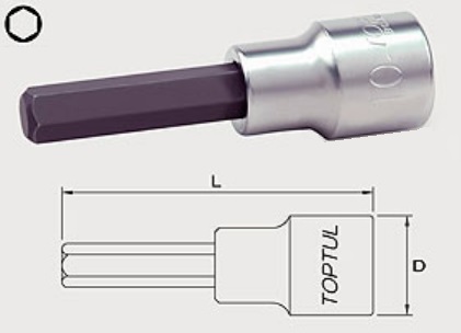 BCWA1607 Toptul 1/2 "Head with HEX nozzle 7 mm